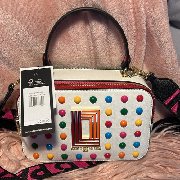 🍭🍬Karl Lagerfeld Simone Crossbody multi color candy dot bag Maybelle Choupette - Picture 5 of 5